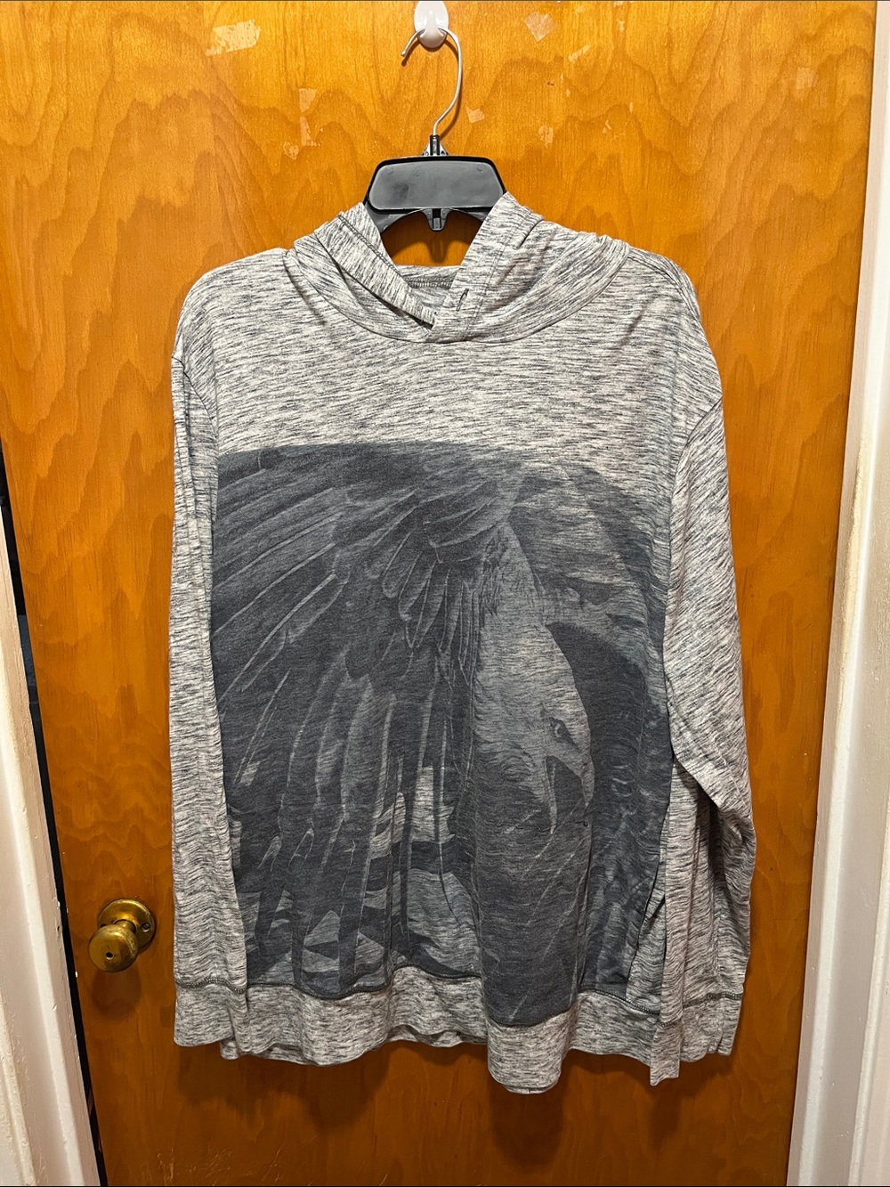 American Eagle Outfitters Gray Marled Hooded Pullover
